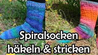 Socken ohne Ferse  Spiralsocken häkeln amp stricken [upl. by Morrill]