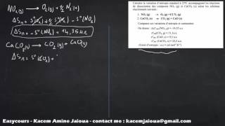 31  Exercice 11  Entropie de Réaction  Thermodynamique SMPC [upl. by Nisior417]