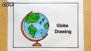 How to Draw a Globe Step by Step Easy I Globe Drawing  World Map Drawing  How to Draw World Map [upl. by Notlrak924]