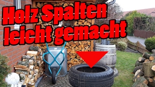 Holz einfacher von Hand Spalten mit dem Autoreifen [upl. by Marinelli]