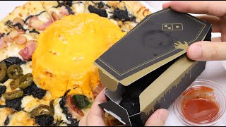 Dominos Pizza Japan Halloween Volcano and Coffin Black Chicken [upl. by Eycats]