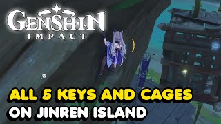 All 5 Key amp Cage Locations On Jinren Island In Genshin Impact Inazuma [upl. by Enihpad]