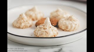 Almond Meringue Kisses Cookies Recipe  Lifes Little Sweets [upl. by Airpal]