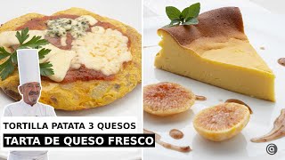 TORTILLA de PATATA tres quesos y TARTA de QUESO fresco con ARGUIÑANO [upl. by Aysahc194]