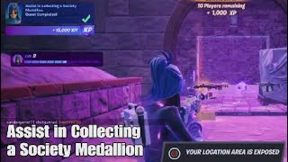 Assist in Collecting a Society Medallion  Fortnite Kickstart Quest  Chapter 5 Season 1 [upl. by Aizek864]