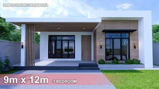 Simple House  House design idea  9m x 12m 108sqm  3Bedroom [upl. by Akinna707]