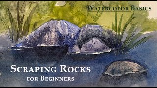 How To Scrape Rocks in Watercolor for Beginners  Basic Watercolor Technique [upl. by Dunstan]