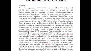 Intelligent Proximate Analysis of Coal Based on Near Infrared Spectroscopy and Multioutput Deep Lear [upl. by Akoek]