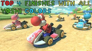 Mario Kart 8 Online  Top 4 Finishes with all Yoshi Colors [upl. by Annayhs]