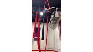 Aerial Silks Rebecca Split to Rotation Belay [upl. by Alemahs35]