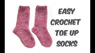 How to Crochet Simple Toe Up Socks [upl. by Arsuy]