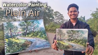 Watercolor painting PLEIN AIR  Outdoor painting [upl. by Kcyred354]