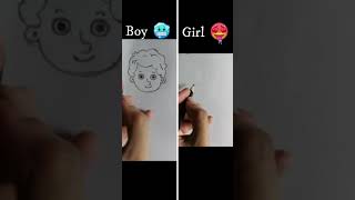 boy vs girl drawing  dailyart 37  trend easy sketch artfun  drawingdare [upl. by Valdemar]