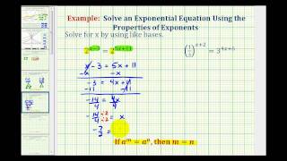 Ex 3 Solve Exponential Equations Using Like Bases  No Logarithms [upl. by Trofmoc]