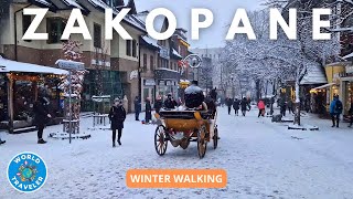 Winter 4K Walking Tour of Zakopane Poland  The Most Beautiful Mountain Town January 2024 [upl. by Analihp]