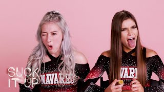 Netflix Cheer Stars Lexi amp Morgan Spill All Their Navarro Secrets In This Sour Candy Game [upl. by Yht]