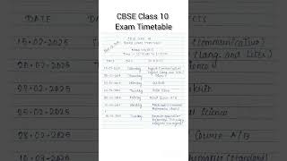 CBSE class 10 board exam 2025 timetable out cbseclass10 examtimetablecbse2025timetable2025short [upl. by Adnam]