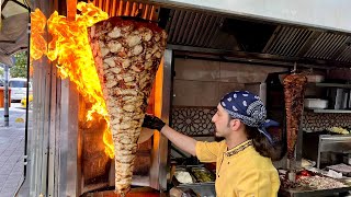 100 KG Chicken Shawarma Stands on a Single nail  Syrian Shawarma in ISTANBUL [upl. by Adnahsar]