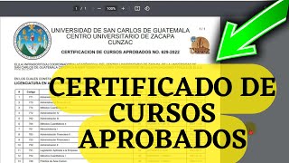 ✅Cómo SOLICITAR un Certificado de CURSOS APROBADOS en el Control Académico Web USAC💻 [upl. by Mrots]