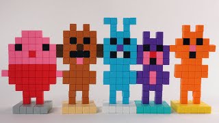 Simple DIY Sago Mini MiniFigures made from magnetic construction bricks tutorial for kids [upl. by Rutter]