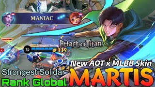 Levi Martis New Attack on Titan Skin Gameplay  Top Global Martis by Strongest Soldier  MLBB [upl. by Chrissa]