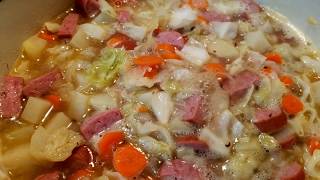 Kielbasa Cabage Soup  Hearty healty and Gluten Free [upl. by Ojeitak]