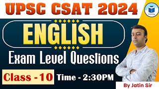 UPSC CSAT 2024  English  Exam Level Questions  Class 10  Civilstap [upl. by Eiro]