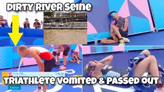 Triathlon Athletes Vomits amp Passed at Finish line After Swimming in Dirty River Seine in Olympics [upl. by Howlond]