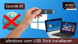 Windows 7 ohne Laufwerk installieren  PC SOS TV [upl. by Keifer378]