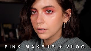 VLOG  PINK MAKEUP TUTORIAL  sunbeamsjess [upl. by Millburn]