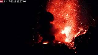 Beautiful nighttime strombolian eruption at Semeru Volcano Indonesia Nov 17 2023 [upl. by Reivazx795]