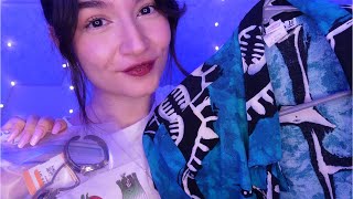 ASMR Thrift Haul Fabric Sounds Clothing Whispering Rambling [upl. by Leacim]