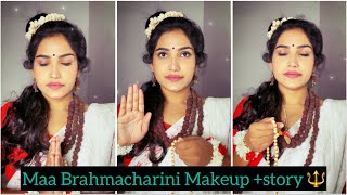 How to apply Maa Brahmacharini Makeup l माँ ब्रह्मचारिणी की कथा 🔱🙏 shortstory navratrikatha [upl. by Nolat901]