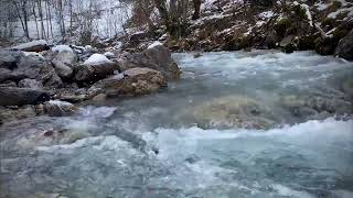 Serenity 4 Hours of Snowfall by a Mountain Stream [upl. by Borer]