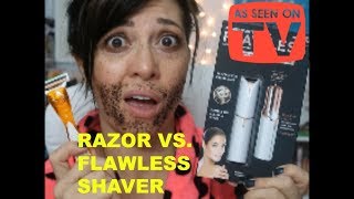 SHAVING MY FACE  RAZOR VS FLAWLESS SHAVER  AS SEEN ON TV  DOES THIS WORK REVIEW [upl. by Ojillek]