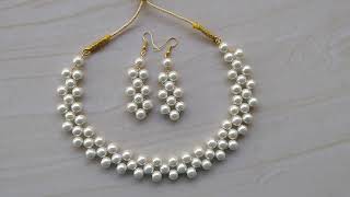 60  How to make Pearl Beaded Necklace  Diy jewellery making at home  DIY Pearl Necklace [upl. by Selmner960]