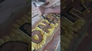 Master engraver carving wood writing craft [upl. by Idur199]