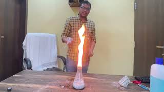 Hydrolysis of Calcium carbide  Combustion 🔥 of acetylene gas  Live Chemistry experiment [upl. by Debi595]