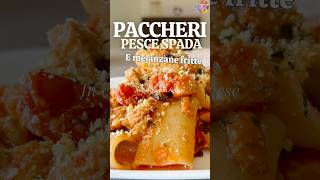 Paccheri con PESCE SPADA e melanzane fritte RICETTA FACILE per un primo a base di pesce ricette [upl. by Anstice]