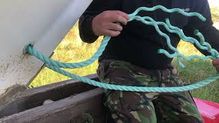 Splicing 3 strand polysteel rope for the bow of the boat and an elasticated hook Sea fishing beach [upl. by Norraf]