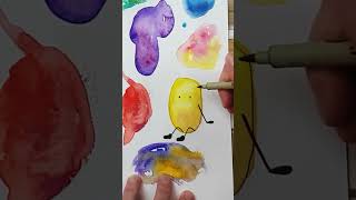 How to Paint Watercolor doodle Blob Art [upl. by Aisatna]