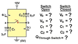 Physics 39 Capacitors 28 of 37 Find V and C in a DC Circuit with a Switch [upl. by Kaylee]