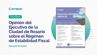 Opinión del Ejecutivo de la Ciudad de Rosario sobre el Régimen de Estabilidad Fiscal [upl. by Yasmar]