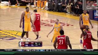 Andrew Bynum Takes Exception To Samuel Dalembert Foul  Rockets  Lakers 462012 [upl. by Nennerb]