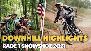 Race 1 Highlights from Snowshoe  UCI Downhill MTB World Cup 2021 [upl. by Olegnaed]