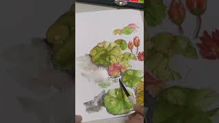 How to paint beautiful lily ponds with watercolor watercolorbeginner [upl. by Shere]