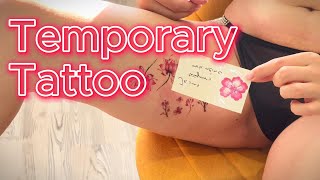 Temporary tattoo on a girls leg closer to the bikini area [upl. by Dudden]