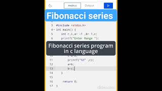 Fibonacci series program in c  find Fibonacci series programmer coding shortsvideo [upl. by Todhunter]