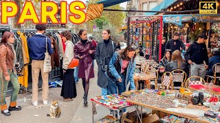 Paris France 🇫🇷  Paris Walk 4K City Center 🥐 Flea Market amp Food Tour [upl. by Milly]