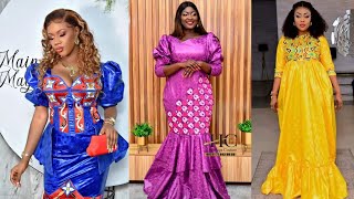 50 MODÈLES DES ROBES EN BAZIN  MODÈLE COUTURE SENEGALAISE 2022  BAZIN RICHE STYLES 2022 bazin [upl. by Laekim92]